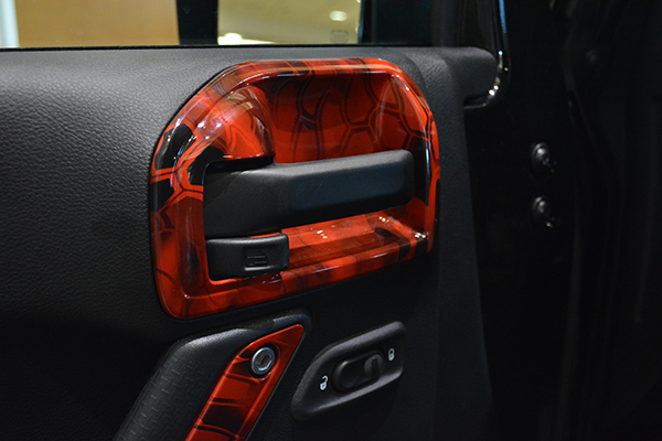 Custom door handle inside the Jeep Urban Recon.